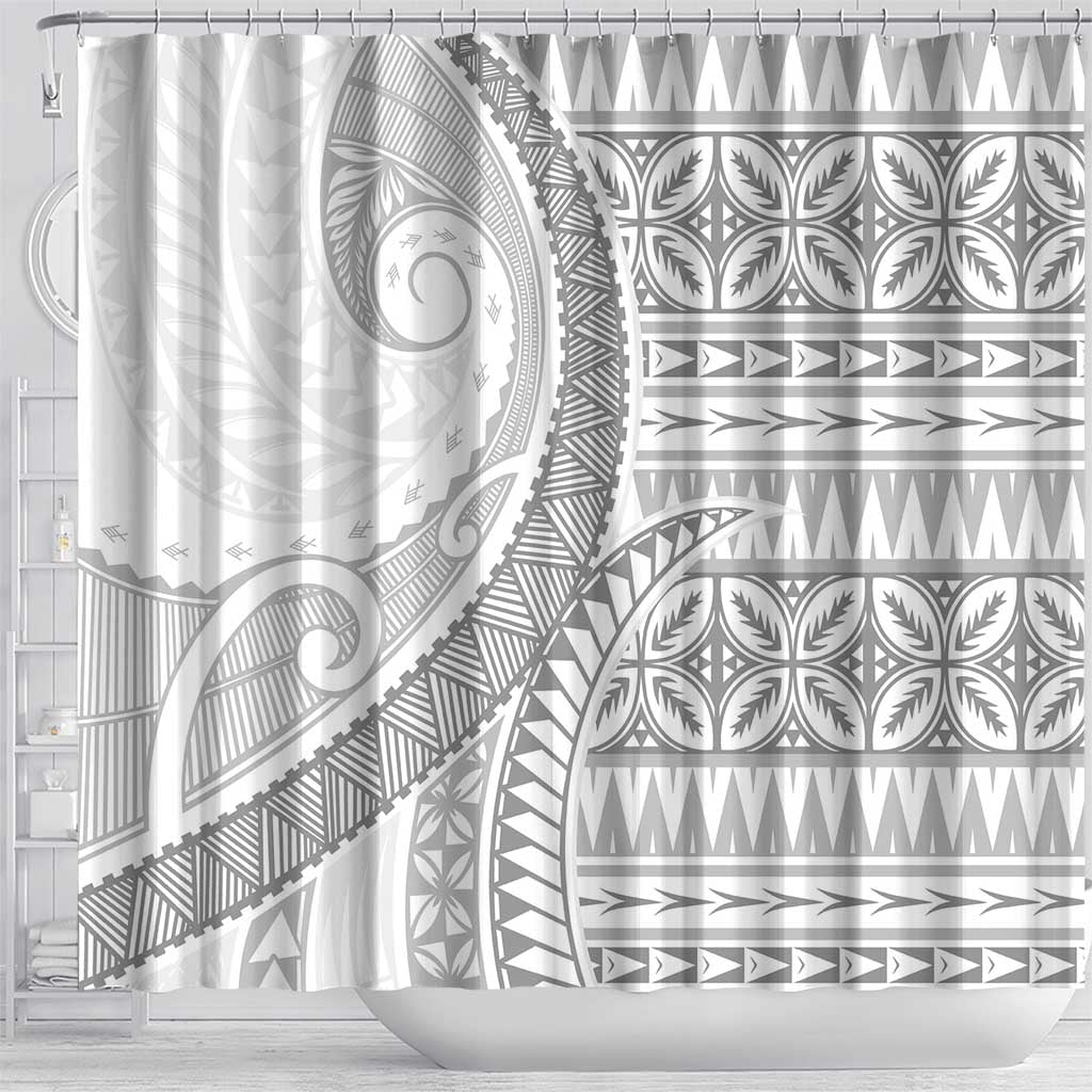 Polynesian White Sunday Shower Curtain Lotu Tamaiti Melanesian Pattern LT9 - Polynesian Pride