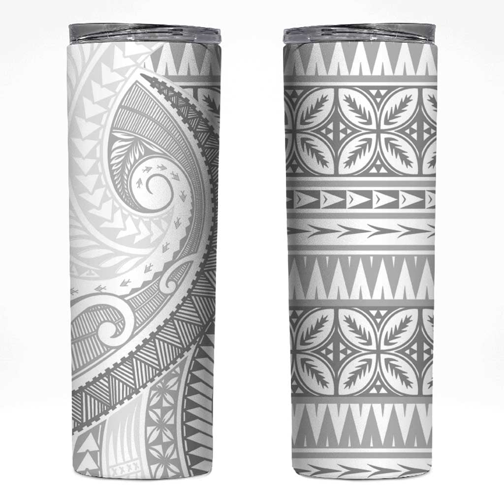Polynesian White Sunday Skinny Tumbler Lotu Tamaiti Melanesian Pattern LT9 White - Polynesian Pride