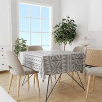 Polynesian White Sunday Tablecloth Lotu Tamaiti Melanesian Pattern - Polynesian Pride