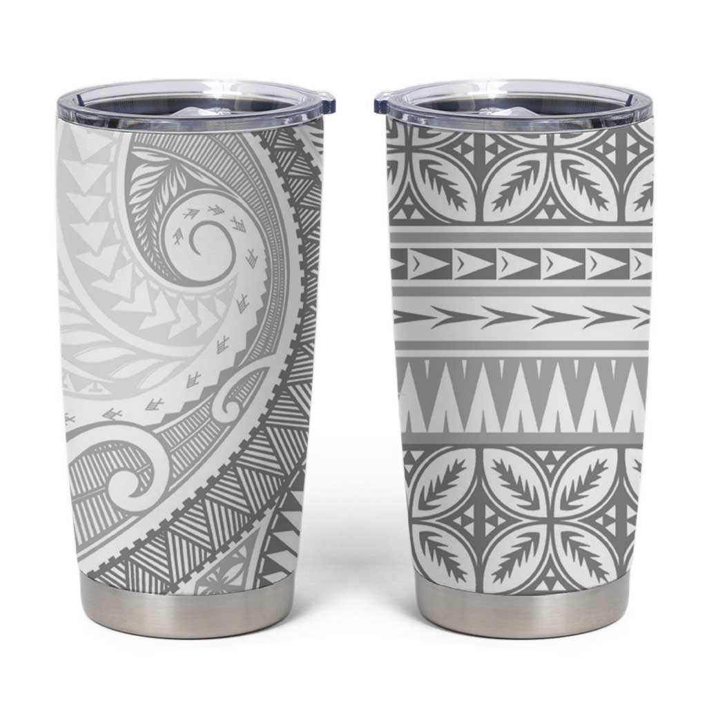 Polynesian White Sunday Tumbler Cup Lotu Tamaiti Melanesian Pattern LT9 White - Polynesian Pride
