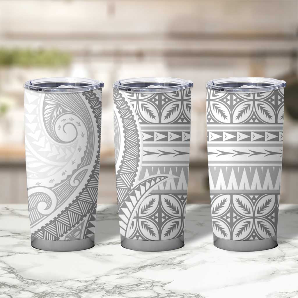 Polynesian White Sunday Tumbler Cup Lotu Tamaiti Melanesian Pattern LT9 - Polynesian Pride