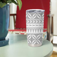 Polynesian White Sunday Tumbler Cup Lotu Tamaiti Melanesian Pattern LT9 - Polynesian Pride