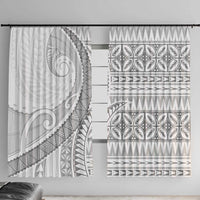 Polynesian White Sunday Window Curtain Lotu Tamaiti Melanesian Pattern LT9 With Hooks White - Polynesian Pride