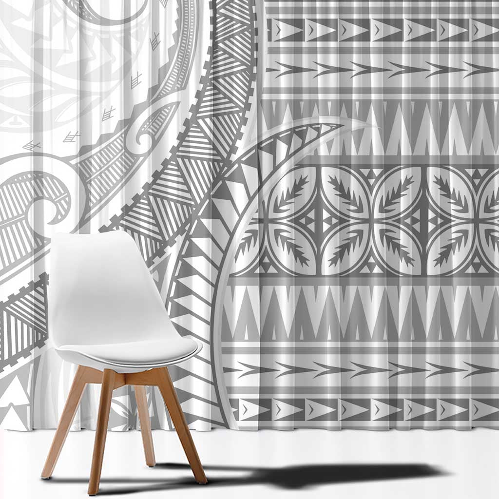 Polynesian White Sunday Window Curtain Lotu Tamaiti Melanesian Pattern LT9 - Polynesian Pride