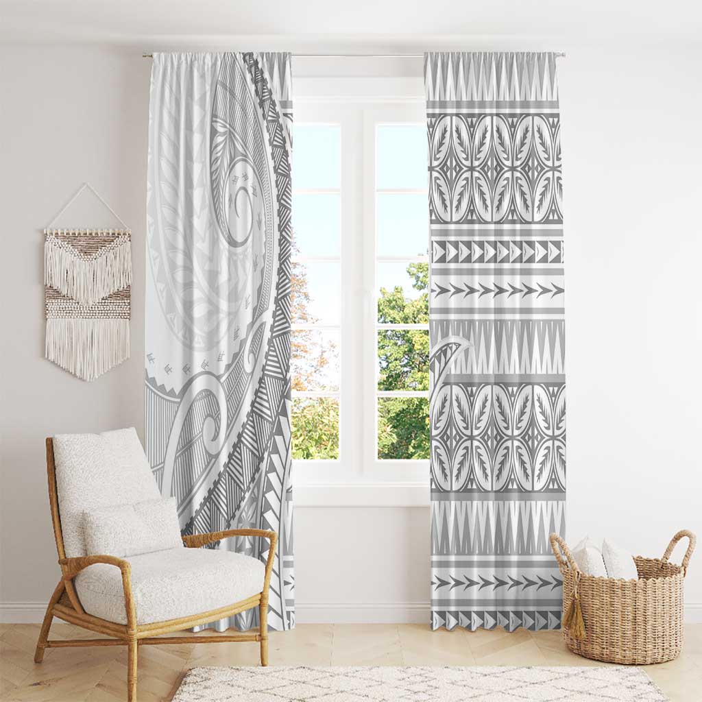 Polynesian White Sunday Window Curtain Lotu Tamaiti Melanesian Pattern LT9 - Polynesian Pride