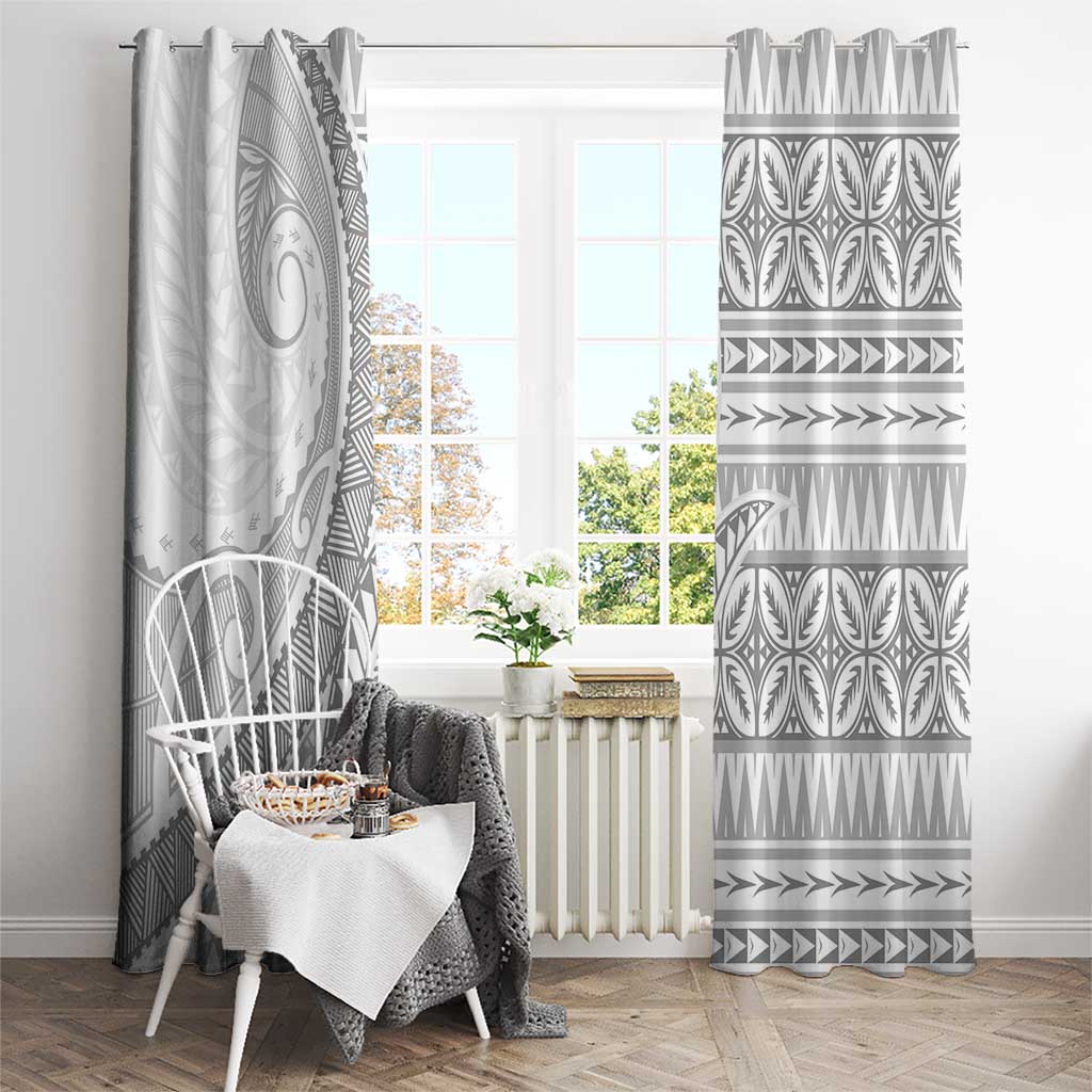 Polynesian White Sunday Window Curtain Lotu Tamaiti Melanesian Pattern LT9 - Polynesian Pride