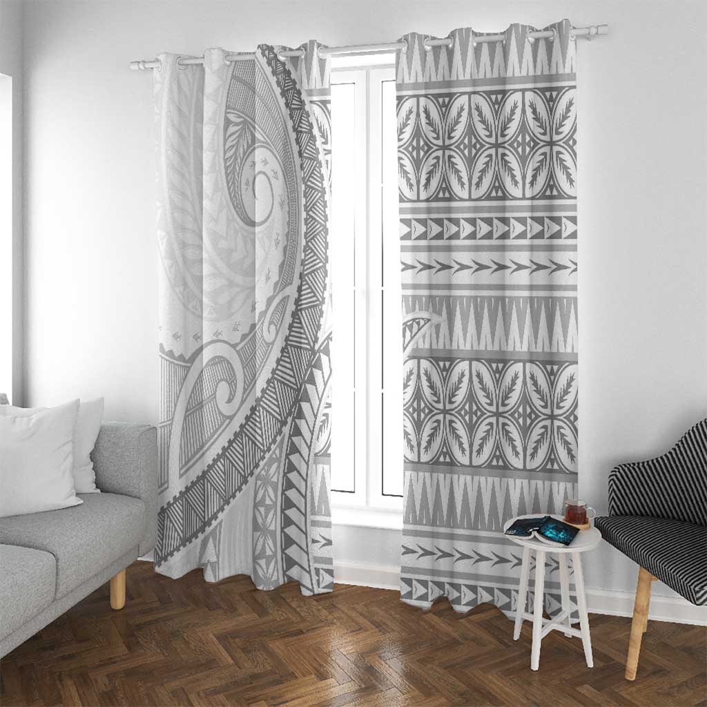 Polynesian White Sunday Window Curtain Lotu Tamaiti Melanesian Pattern LT9 With Grommets White - Polynesian Pride
