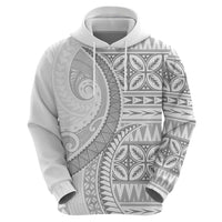 Polynesian White Sunday Zip Hoodie Lotu Tamaiti Melanesian Pattern LT9 - Polynesian Pride