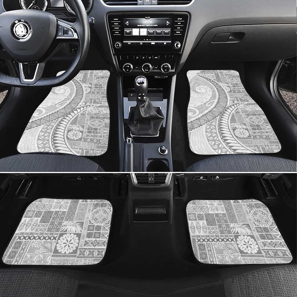 Samoa Siapo White Sunday Car Mats Lotu Tamaiti Polynesian White Pattern - Polynesian Pride