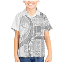 Samoa Siapo White Sunday Family Matching Mermaid Dress and Hawaiian Shirt Lotu Tamaiti Polynesian White Pattern LT9 Son's Shirt White - Polynesian Pride