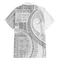Samoa Siapo White Sunday Family Matching Tank Maxi Dress and Hawaiian Shirt Lotu Tamaiti Polynesian White Pattern - Polynesian Pride
