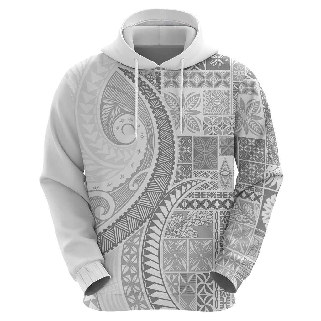 Samoa Siapo White Sunday Hoodie Lotu Tamaiti Polynesian White Pattern - Polynesian Pride