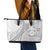 Samoa Siapo White Sunday Leather Tote Bag Lotu Tamaiti Polynesian White Pattern - Polynesian Pride