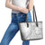 Samoa Siapo White Sunday Leather Tote Bag Lotu Tamaiti Polynesian White Pattern - Polynesian Pride