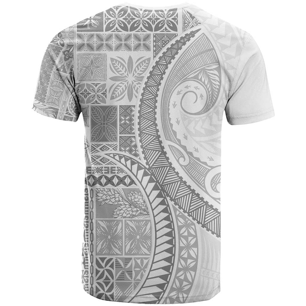 Samoa Siapo White Sunday T Shirt Lotu Tamaiti Polynesian White Pattern - Polynesian Pride