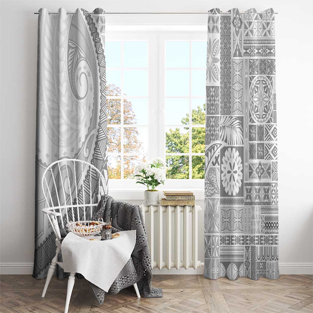 Samoa Siapo White Sunday Window Curtain Lotu Tamaiti Polynesian White Pattern - Polynesian Pride