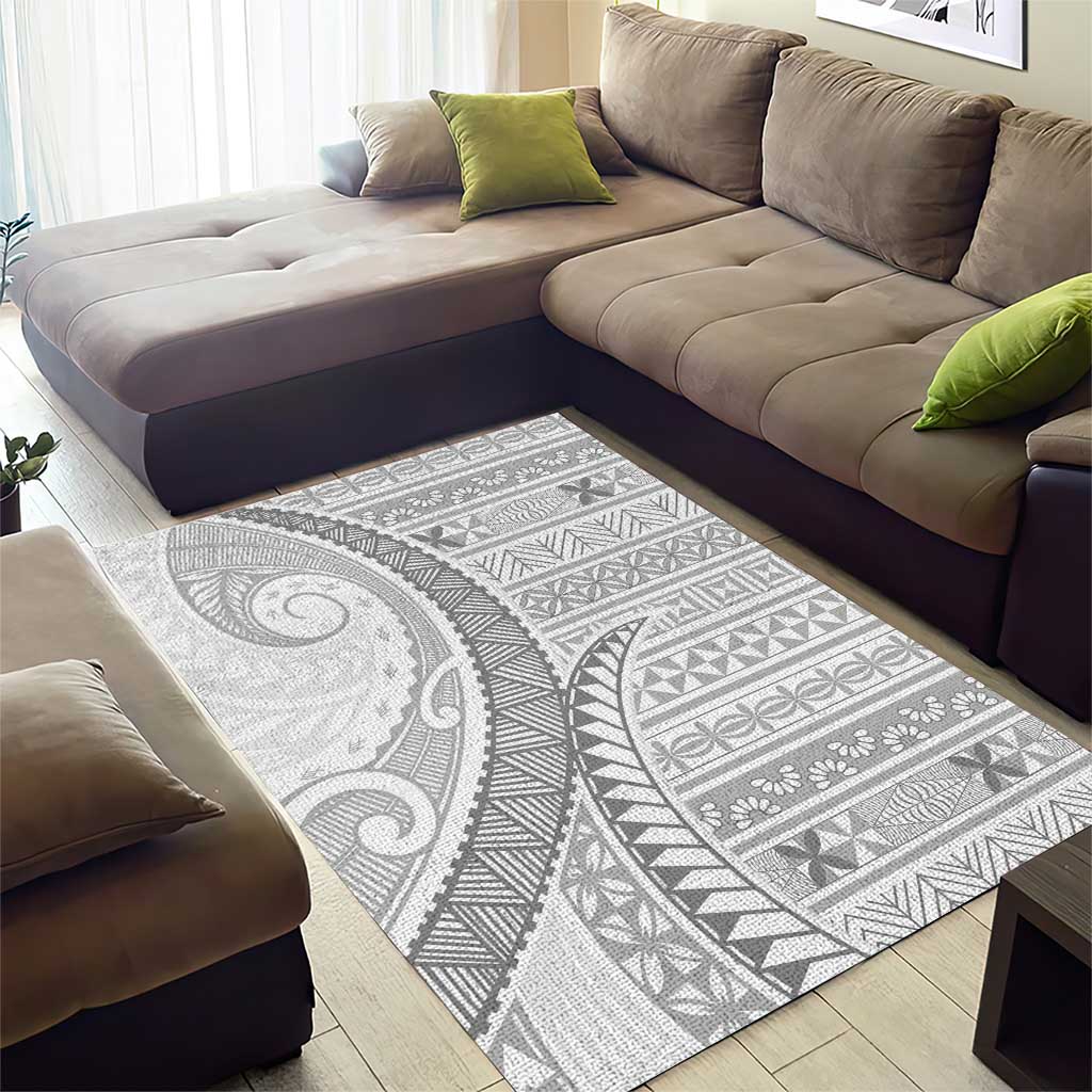 Tokelau White Sunday Area Rug Lotu Tamaiti Ngatu Tokelau Feletoa Manulua LT9 - Polynesian Pride