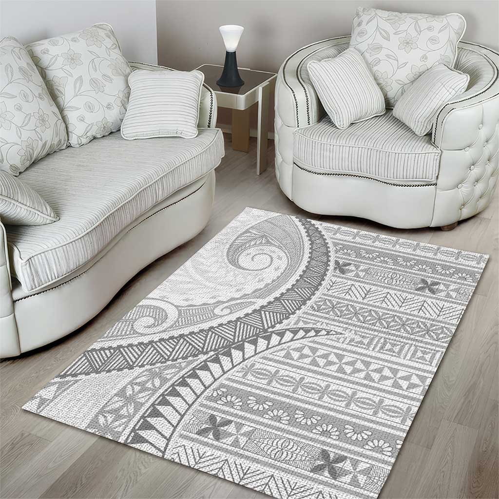 Tokelau White Sunday Area Rug Lotu Tamaiti Ngatu Tokelau Feletoa Manulua LT9 - Polynesian Pride