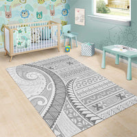 Tokelau White Sunday Area Rug Lotu Tamaiti Ngatu Tokelau Feletoa Manulua LT9 - Polynesian Pride