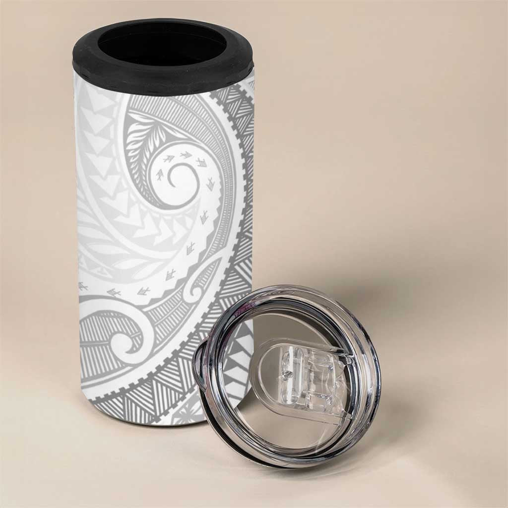 Tokelau White Sunday 4 in 1 Can Cooler Tumbler Lotu Tamaiti Ngatu Tokelau Feletoa Manulua - Polynesian Pride