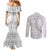 Tokelau White Sunday Couples Matching Mermaid Dress and Long Sleeve Button Shirt Lotu Tamaiti Ngatu Tokelau Feletoa Manulua - Polynesian Pride