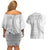 Tokelau White Sunday Couples Matching Off Shoulder Short Dress and Hawaiian Shirt Lotu Tamaiti Ngatu Tokelau Feletoa Manulua - Polynesian Pride