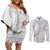 Tokelau White Sunday Couples Matching Off Shoulder Short Dress and Long Sleeve Button Shirt Lotu Tamaiti Ngatu Tokelau Feletoa Manulua - Polynesian Pride