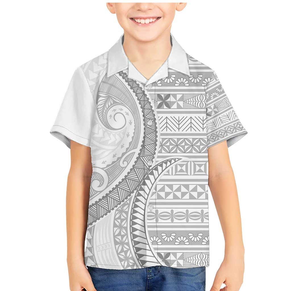 Tokelau White Sunday Family Matching Mermaid Dress and Hawaiian Shirt Lotu Tamaiti Ngatu Tokelau Feletoa Manulua LT9 Son's Shirt White - Polynesian Pride