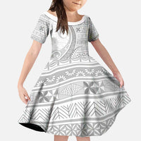 Tokelau White Sunday Family Matching Off Shoulder Maxi Dress and Hawaiian Shirt Lotu Tamaiti Ngatu Tokelau Feletoa Manulua LT9 Daughter's Dress White - Polynesian Pride