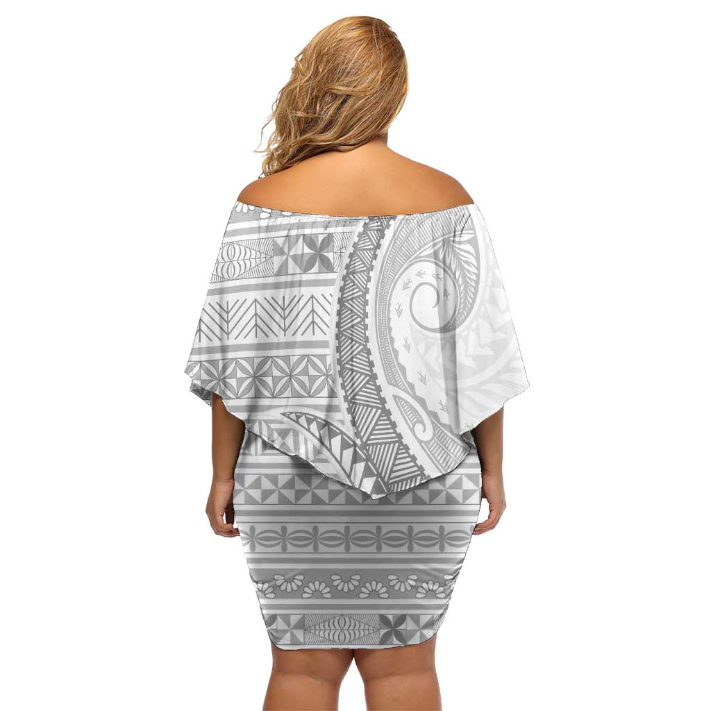 Tokelau White Sunday Family Matching Off Shoulder Short Dress and Hawaiian Shirt Lotu Tamaiti Ngatu Tokelau Feletoa Manulua LT9 - Polynesian Pride