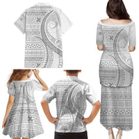 Tokelau White Sunday Family Matching Puletasi and Hawaiian Shirt Lotu Tamaiti Ngatu Tokelau Feletoa Manulua LT9 - Polynesian Pride