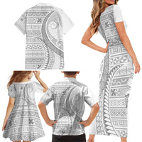 Tokelau White Sunday Family Matching Short Sleeve Bodycon Dress and Hawaiian Shirt Lotu Tamaiti Ngatu Tokelau Feletoa Manulua LT9 - Polynesian Pride
