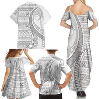 Tokelau White Sunday Family Matching Summer Maxi Dress and Hawaiian Shirt Lotu Tamaiti Ngatu Tokelau Feletoa Manulua LT9 - Polynesian Pride