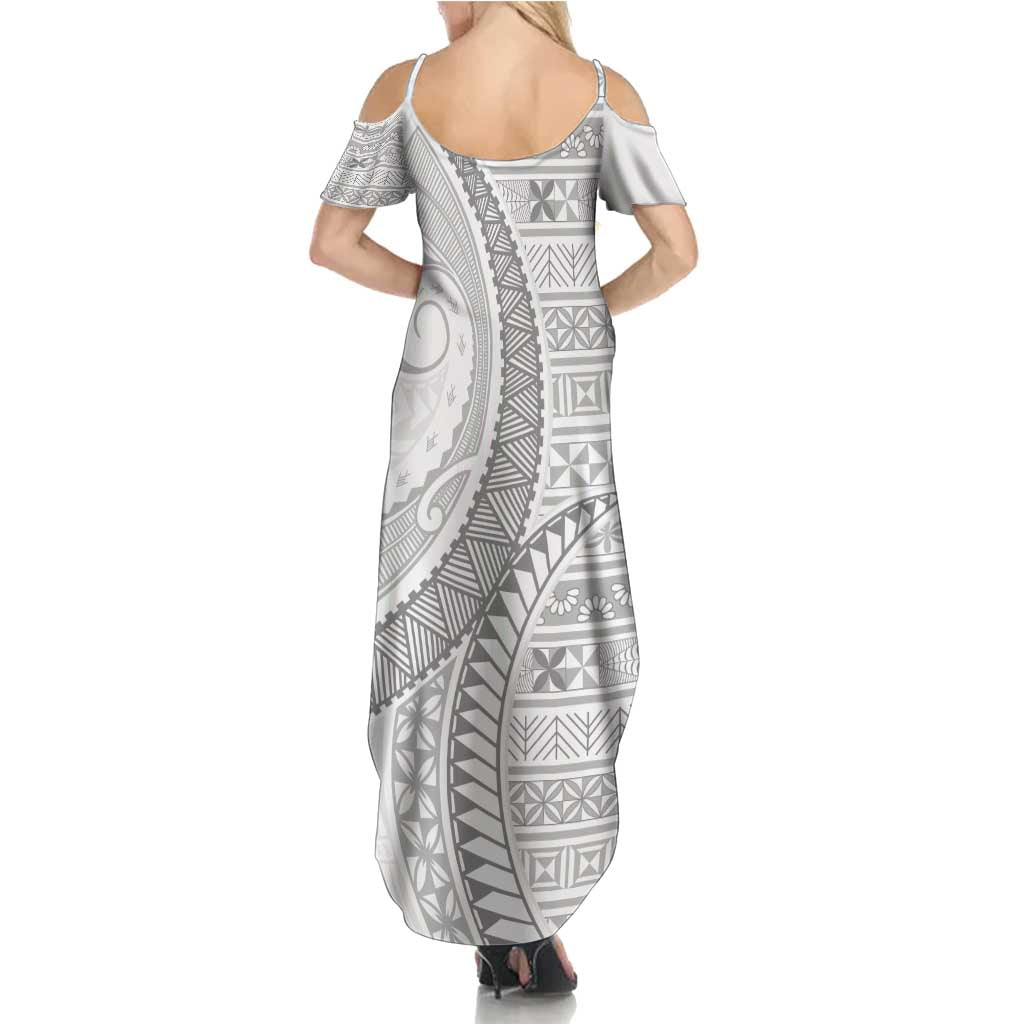 Tokelau White Sunday Family Matching Summer Maxi Dress and Hawaiian Shirt Lotu Tamaiti Ngatu Tokelau Feletoa Manulua LT9 - Polynesian Pride