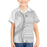 Tokelau White Sunday Family Matching Summer Maxi Dress and Hawaiian Shirt Lotu Tamaiti Ngatu Tokelau Feletoa Manulua LT9 Son's Shirt White - Polynesian Pride