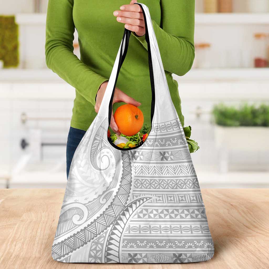 Tokelau White Sunday Grocery Bag Lotu Tamaiti Ngatu Tokelau Feletoa Manulua LT9 - Polynesian Pride