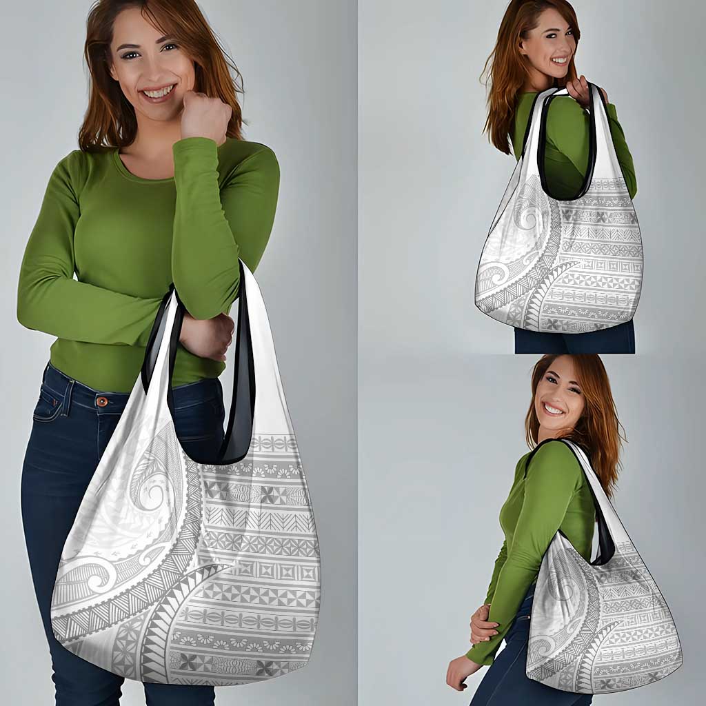 Tokelau White Sunday Grocery Bag Lotu Tamaiti Ngatu Tokelau Feletoa Manulua LT9 - Polynesian Pride