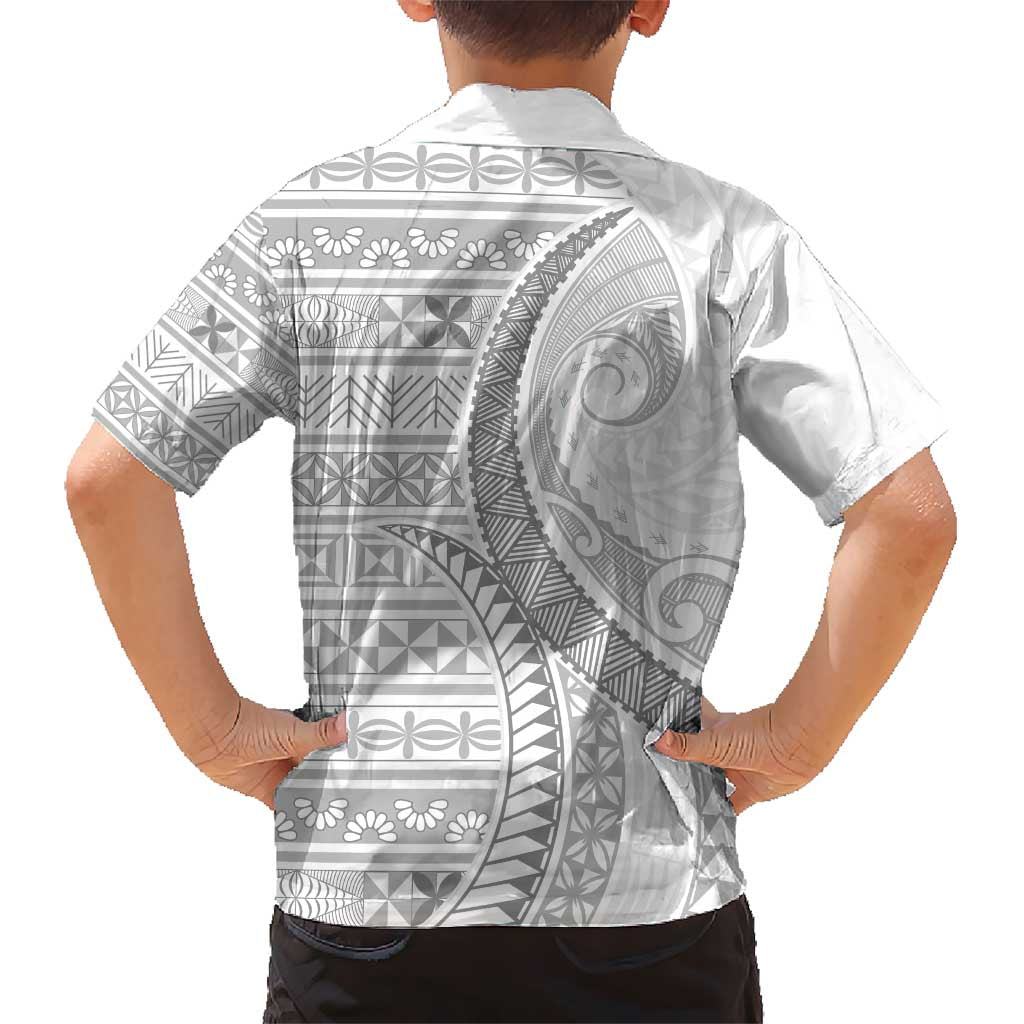Tokelau White Sunday Kid Hawaiian Shirt Lotu Tamaiti Ngatu Tokelau Feletoa Manulua LT9 - Polynesian Pride
