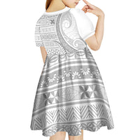 Tokelau White Sunday Kid Short Sleeve Dress Lotu Tamaiti Ngatu Tokelau Feletoa Manulua LT9 - Polynesian Pride