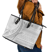 Tokelau White Sunday Leather Tote Bag Lotu Tamaiti Ngatu Tokelau Feletoa Manulua LT9 - Polynesian Pride