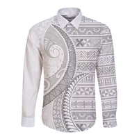 Tokelau White Sunday Long Sleeve Button Shirt Lotu Tamaiti Ngatu Tokelau Feletoa Manulua LT9 Unisex White - Polynesian Pride