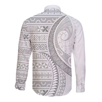 Tokelau White Sunday Long Sleeve Button Shirt Lotu Tamaiti Ngatu Tokelau Feletoa Manulua LT9 - Polynesian Pride