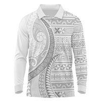Tokelau White Sunday Long Sleeve Polo Shirt Lotu Tamaiti Ngatu Tokelau Feletoa Manulua LT9 White - Polynesian Pride