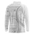 Tokelau White Sunday Long Sleeve Polo Shirt Lotu Tamaiti Ngatu Tokelau Feletoa Manulua - Polynesian Pride