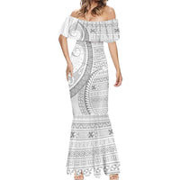Tokelau White Sunday Mermaid Dress Lotu Tamaiti Ngatu Tokelau Feletoa Manulua LT9 - Polynesian Pride