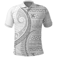 Tokelau White Sunday Polo Shirt Lotu Tamaiti Ngatu Tokelau Feletoa Manulua LT9 White - Polynesian Pride