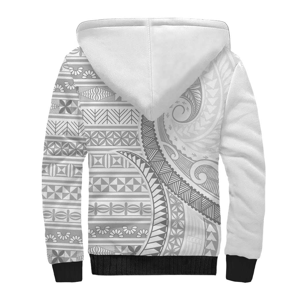 Tokelau White Sunday Sherpa Hoodie Lotu Tamaiti Ngatu Tokelau Feletoa Manulua LT9 - Polynesian Pride