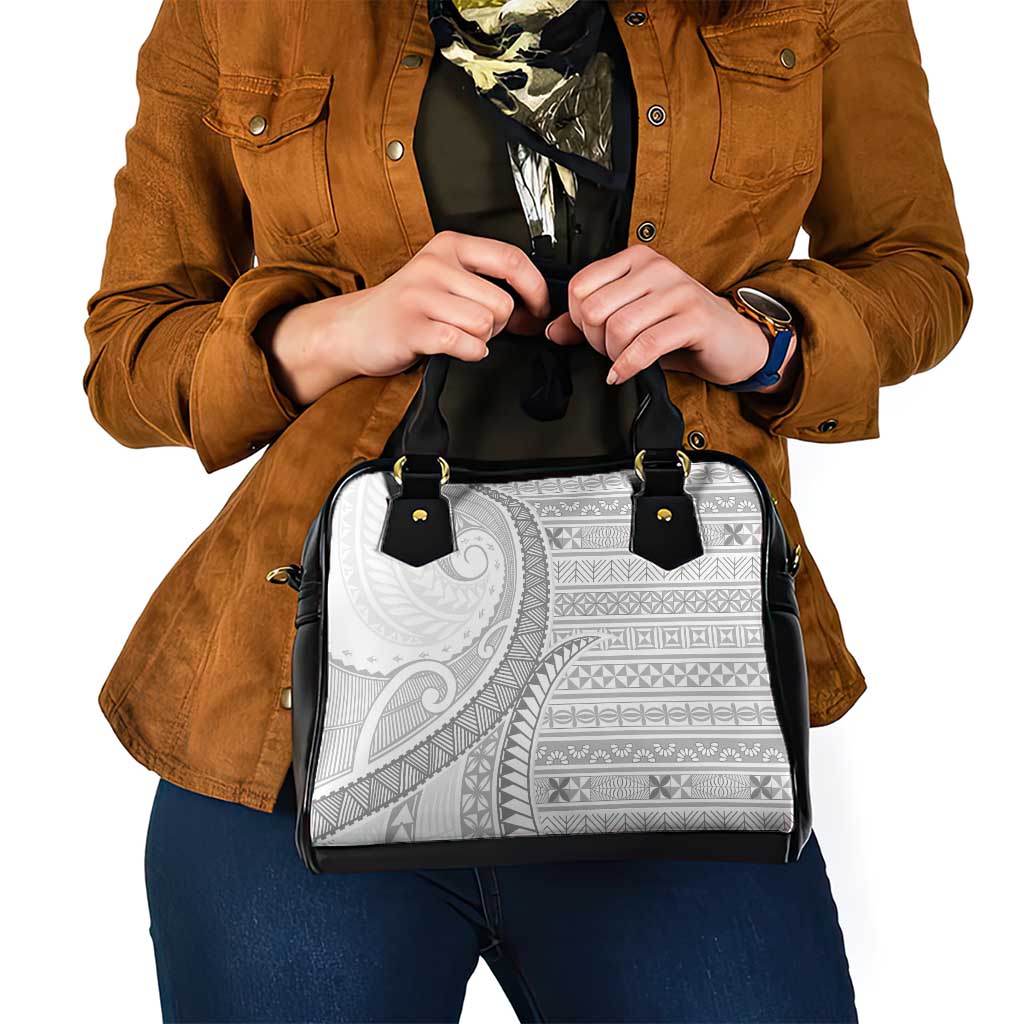 Tokelau White Sunday Shoulder Handbag Lotu Tamaiti Ngatu Tokelau Feletoa Manulua - Polynesian Pride