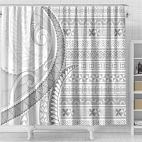 Tokelau White Sunday Shower Curtain Lotu Tamaiti Ngatu Tokelau Feletoa Manulua LT9 - Polynesian Pride