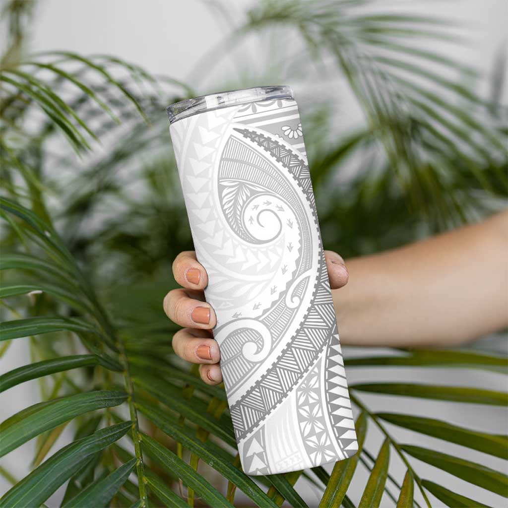 Tokelau White Sunday Skinny Tumbler Lotu Tamaiti Ngatu Tokelau Feletoa Manulua LT9 - Polynesian Pride